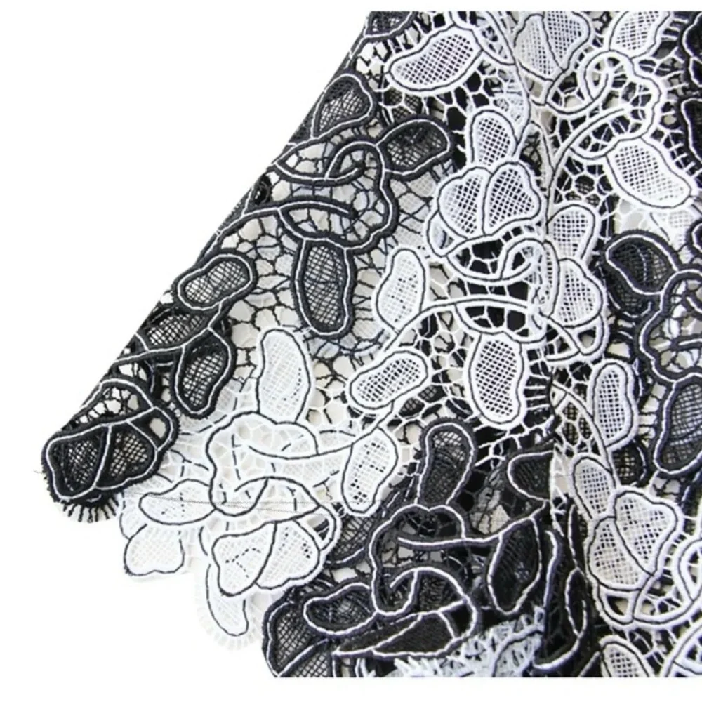 Diane von Furstenberg black and white macramé floral Guipure lace dress Size 2 - Picture 12 of 14